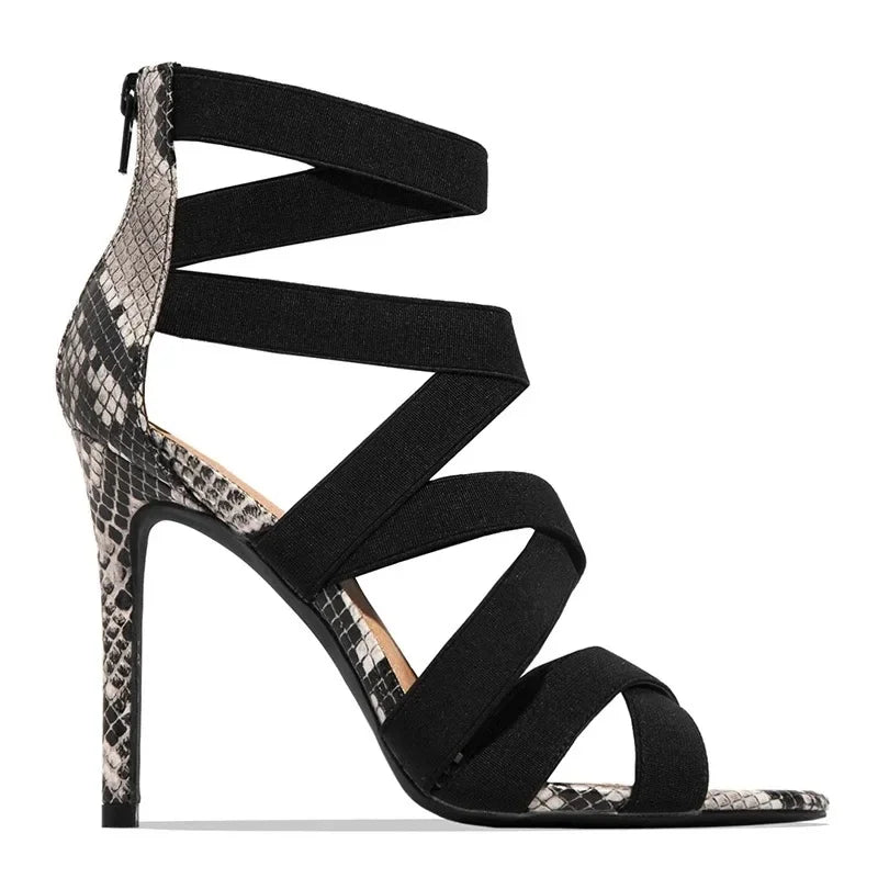 Sexy High Heel Mesh Sandalen mit Spaghetti-Trägern