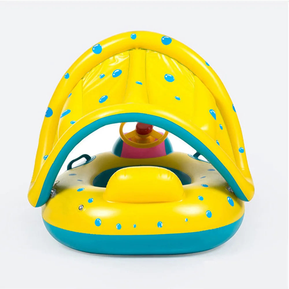 Gelber Sonnenschirm Sitzring mit Lenkrad für Baby