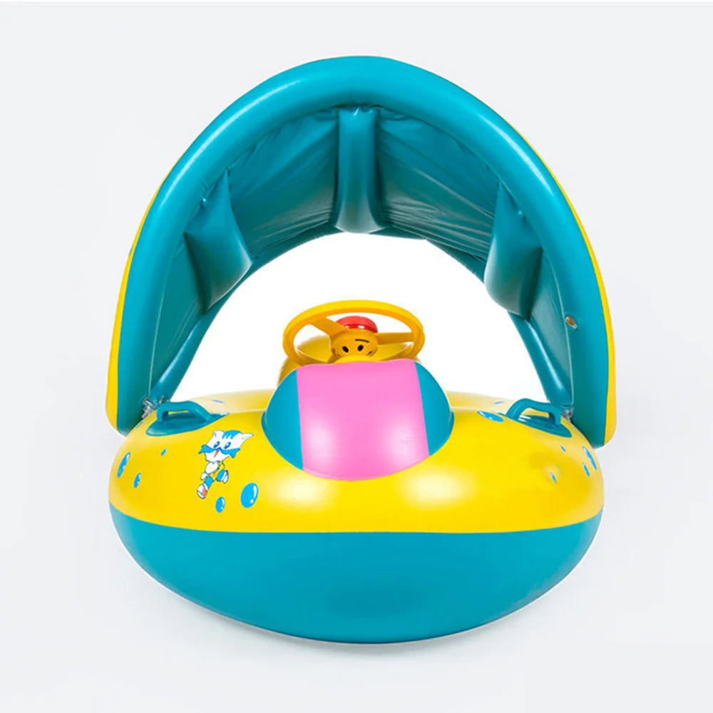 Gelber Sonnenschirm Sitzring mit Lenkrad für Baby