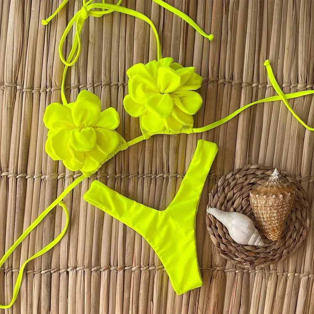 Sexy Blumen Micro-Bikini Brasilianischer