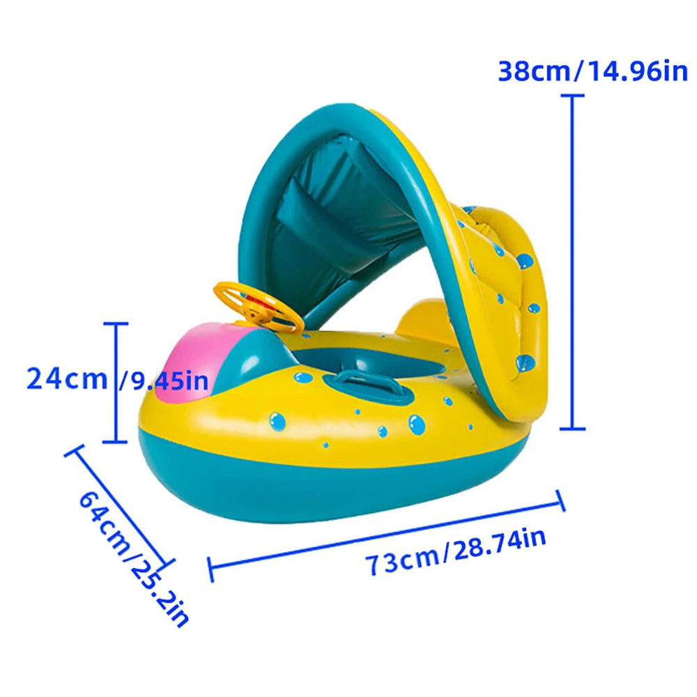 Gelber Sonnenschirm Sitzring mit Lenkrad für Baby