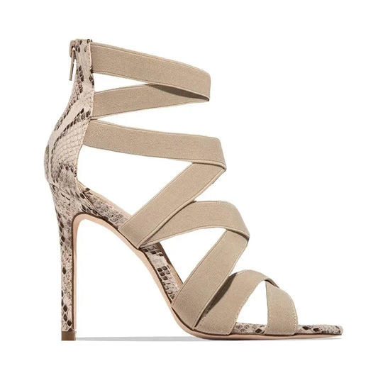 Sexy High Heel Mesh Sandalen mit Spaghetti-Trägern